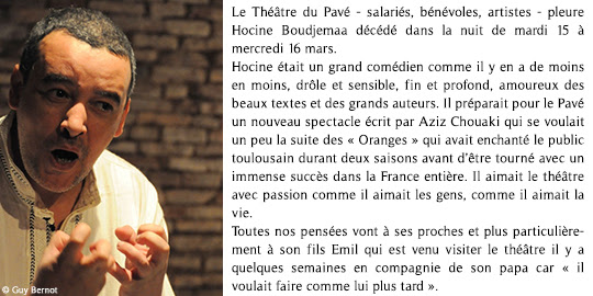 Décés du comédien et metteur en scène tarbais Hocine Boudjemaa
