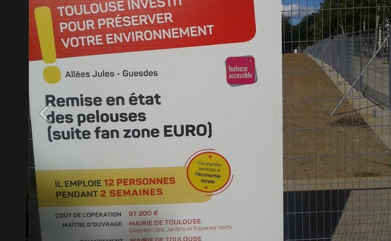 100 000 euros pour refaire la pelouse de l'ex Fan Zone allées Jules Guesdes