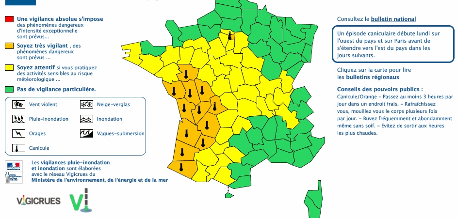 Alerte Canicule vigilance orange dans 16 départements