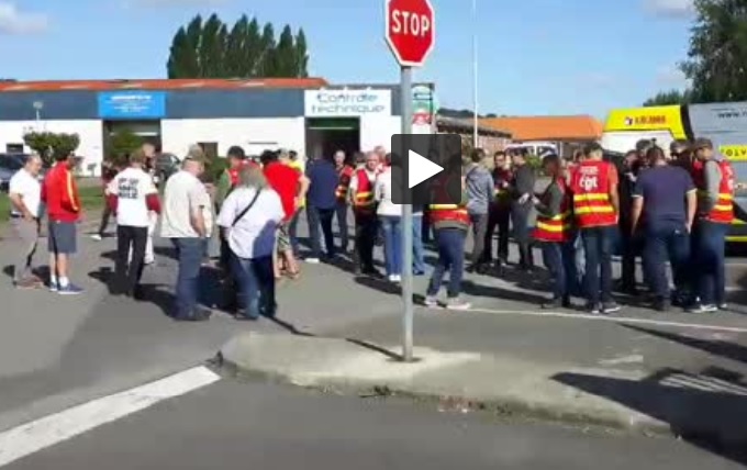 Nord. manifestation après l'arrestation de salariés à Holque