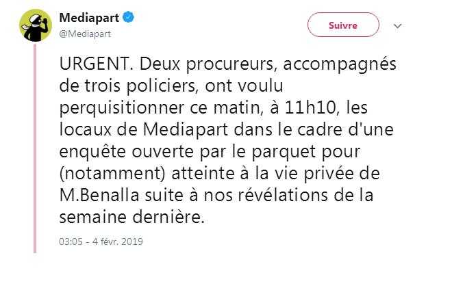 Affaire Benalla. Mediapart refuse une perquisition