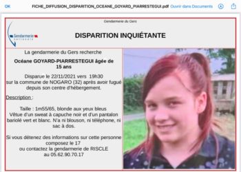 Nouvel appel à témoins après une fugue de mineure dans le Gers