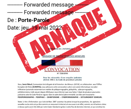 La police des Hautes Pyrénées vient de relayer une alerte émanant de la police nationale concernant un nouveau type d'arnaque par internet. Et cette fois ci elle concerne le ministère de l'intérieur puisqu'il s'agit de convocations policières envoyés par mail. "La #PoliceNationale n’envoie pas de convocation par mail et ne demande pas de cette manière des explications à une personne suspectée de crimes et délits. Ceci est une arnaque !" indique le compte facebook de la police ce vendredi. Ces fausses convocations ont souvent pour motif des faits de pédopornographie ou autres délinquance sexuelle commise via internet. Les auteurs de l'arnaque demande en outre des informations personnelles par retour de mail. La police indique que cette tentative d'arnaque peut faire l'objet d'un dépôt de plainte de la part des victimes.