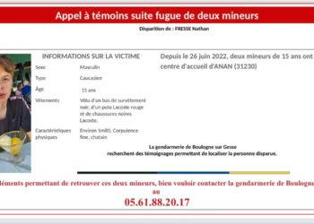 Toulouse – appel à témoin de la gendarmerie après la fugue de 2 mineurs