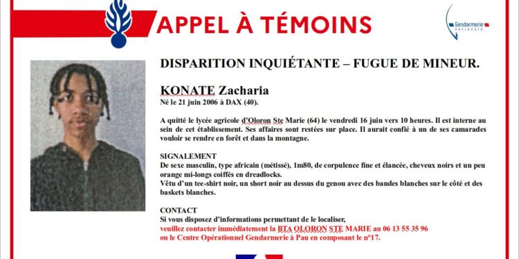 Oloron Sainte Marie, disparition inquiétante d'un jeune lycéen