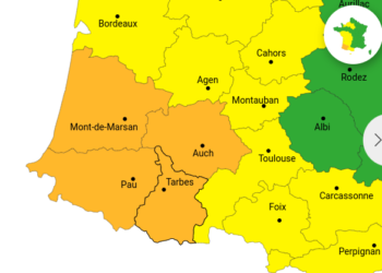 Des orages violents arrivent dans le sud ouest, Toulouse en alerte jaune, Gers et 65 en alerte orange