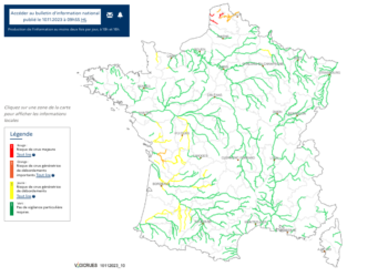Crues Inondations - Météo France place 4 départements d'Occitanie en alerte vigilance jaune