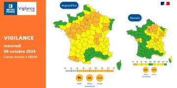 Tempête Kirk, Météo France place 30 départements en alerte vigilance orange