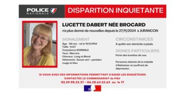 Avis de recherche pour disparition inquiétante d'une femme de 80 ans souffrant de dépression et de la maladie d'Alzheimer