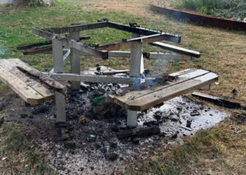 Il brûle une table de pique nique et termine devant le tribunal